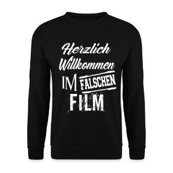 Herzlich Willkommen im Falschen Film - Unisex Pullover - Schwarz - Vorne - Alina (178cm) & Michal (187cm)