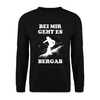 Ski Tshirt Apres Skispringen Winter Schnee Skilift - Unisex Pullover - Schwarz - Vorne - Alina (178cm) & Michal (187cm)