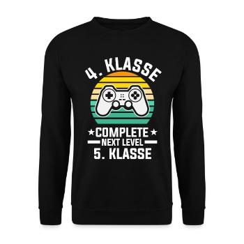 4. Klasse Level Complete Zocker Gamer Gaming Grund - Unisex Pullover - Schwarz - Vorne - Alina (178cm) & Michal (187cm)
