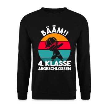 4. Klasse Abgeschlossen Grundschule Schulkind Vier - Unisex Pullover - Schwarz - Vorne - Alina (178cm) & Michal (187cm)