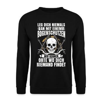 Bogenschießen - Unisex Pullover - Schwarz - Vorne - Alina (178cm) & Michal (187cm)