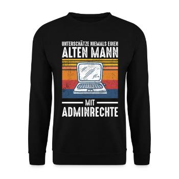 Alter Mann - Admin | Retro Vintage Style - Unisex Pullover - Schwarz - Vorne - Alina (178cm) & Michal (187cm)