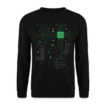 Admin Administrator CPU Computer Herz - Unisex Pullover - Schwarz - Vorne - Alina (178cm) & Michal (187cm)