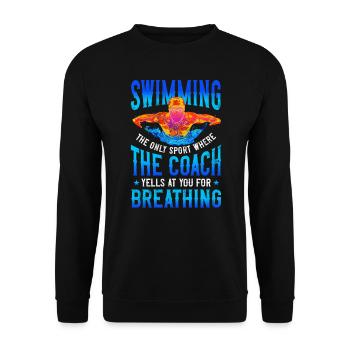 Swimmer Swim Breathing Butterfly - Unisex Pullover - Schwarz - Vorne - Alina (178cm) & Michal (187cm)