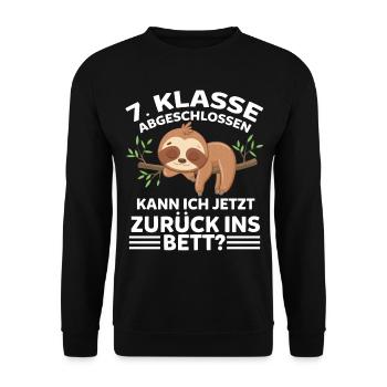 7. Klasse Abgeschlossen Faultier Gymnasium Schulki - Unisex Pullover - Schwarz - Vorne - Alina (178cm) & Michal (187cm)