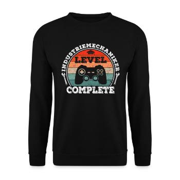 Industriemechaniker Ausbildung beendet Level - Unisex Pullover - Schwarz - Vorne - Alina (178cm) & Michal (187cm)