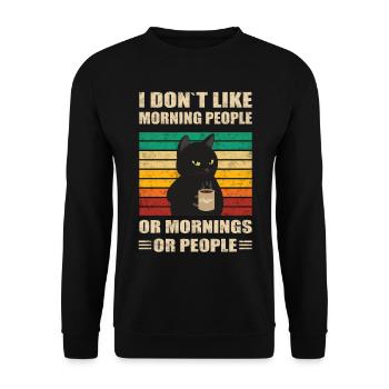 Morgenmuffel I dont like morning people Vintage - Unisex Pullover - Schwarz - Vorne - Alina (178cm) & Michal (187cm)