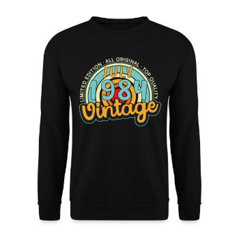 July 1984 Vintage Gift - Unisex Sweatshirt - black - Front - Alina (178cm) & Michal (187cm)