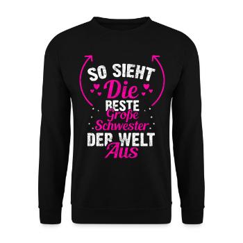 So sieht die beste große Schwester der Welt aus - Unisex Pullover - Schwarz - Vorne - Alina (178cm) & Michal (187cm)