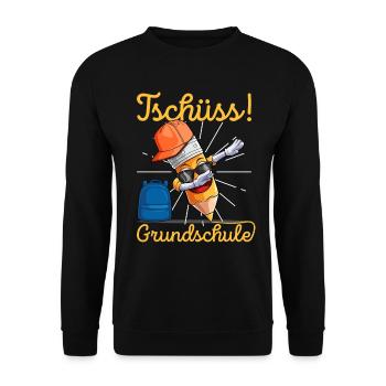 Tschüss Grundschule Abschluss Letzter Schultag - Unisex Pullover - Schwarz - Vorne - Alina (178cm) & Michal (187cm)