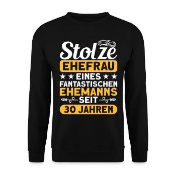 Ehepaar 30. Hochzeitstag Perlenhochzeit - Unisex Pullover - Schwarz - Vorne - Alina (178cm) & Michal (187cm)