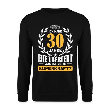 30. Hochzeitstag Ehepaar Perlenhochzeit - Unisex Pullover - Schwarz - Vorne - Alina (178cm) & Michal (187cm)