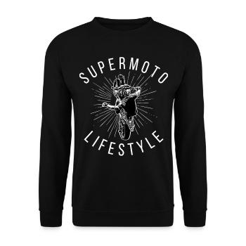 Supermoto Lifestyle / Motorcycle / Motorcycles biker - Unisex Sweatshirt - black - Front - Alina (178cm) & Michal (187cm)