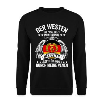 Osten Ostdeutscher Ossi Ostdeutschland DDR - Unisex Pullover - Schwarz - Vorne - Alina (178cm) & Michal (187cm)