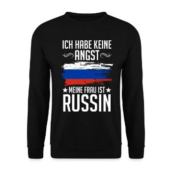 Meine Frau Ist Russin Russen Russland Russisches - Unisex Pullover - Schwarz - Vorne - Alina (178cm) & Michal (187cm)