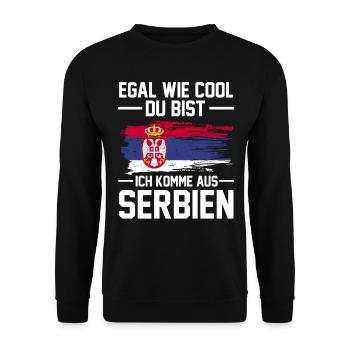 Serbische Flagge Serbe Serbin Serben Serbien - Unisex Pullover - Schwarz - Vorne - Alina (178cm) & Michal (187cm)