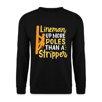 Elektrischer Streckenwärter Poles Than A Stripper - Unisex Pullover - Schwarz - Vorne - Alina (178cm) & Michal (187cm)