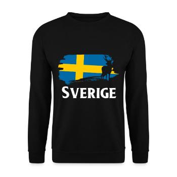 Schweden Sverige Elch - Unisex Pullover - Schwarz - Vorne - Alina (178cm) & Michal (187cm)