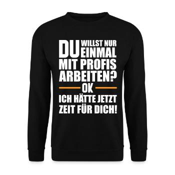 Bauleiter Spruch | Handwerker Bauarbeiter - Unisex Pullover - Schwarz - Vorne - Alina (178cm) & Michal (187cm)