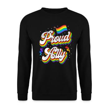 LGBT Pride Proud Ally Rainbow Flag - Unisex Pullover - Schwarz - Vorne - Alina (178cm) & Michal (187cm)