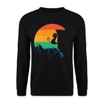Rock Climbing Climber Cat Retro - Sweat-shirt Unisexe - noir - Devant - Alina (178cm) & Michal (187cm)