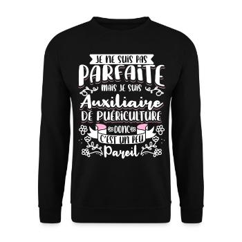 Auxiliaire puériculture humour - Sweat-shirt Unisexe - noir - Devant - Alina (178cm) & Michal (187cm)