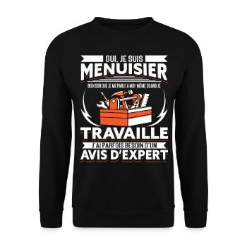 Menuisier Humour - Sweat-shirt Unisexe - noir - Devant - Alina (178cm) & Michal (187cm)