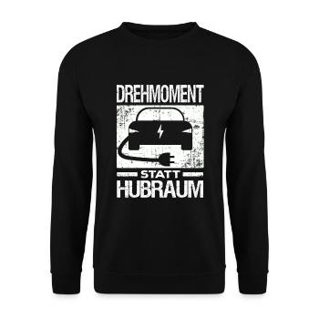 Elektroauto E-Auto Elektroantrieb lustiger Spruch - Unisex Pullover - Schwarz - Vorne - Alina (178cm) & Michal (187cm)
