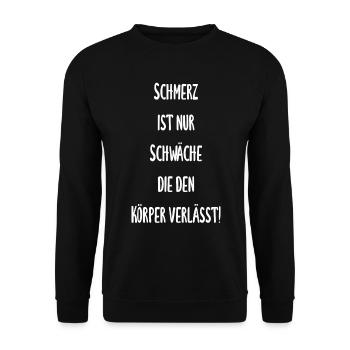 Boxen - Schmerz ist nur Schwäche die den Körper - Unisex Pullover - Schwarz - Vorne - Alina (178cm) & Michal (187cm)
