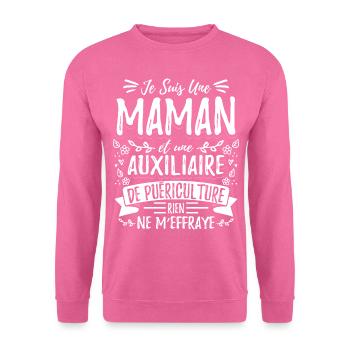Auxiliaire puériculture humour - Sweat-shirt Unisexe - rose - Devant