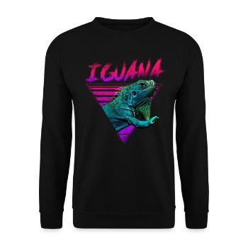 Iguana 80'S Vaporwave - Unisex Pullover - Schwarz - Vorne - Alina (178cm) & Michal (187cm)