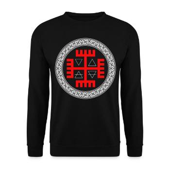 Ancient Slavic Symbol of Protection Design - Unisex Sweatshirt - black - Front - Alina (178cm) & Michal (187cm)