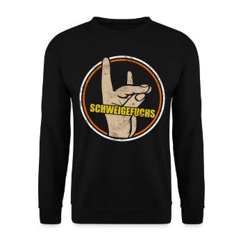 Schweigefuchs Lehrer Schule Retro Vintage - Unisex Pullover - Schwarz - Vorne - Alina (178cm) & Michal (187cm)