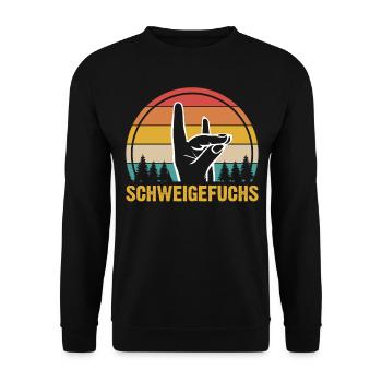 Schweigefuchs Lehrer Retro Geschenkidee - Unisex Pullover - Schwarz - Vorne - Alina (178cm) & Michal (187cm)