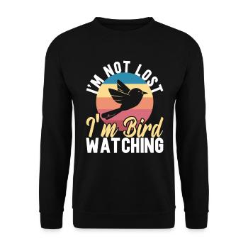 Vogelbeobachter Vogelbeobachtung Ornithologe - Unisex Pullover - Schwarz - Vorne - Alina (178cm) & Michal (187cm)