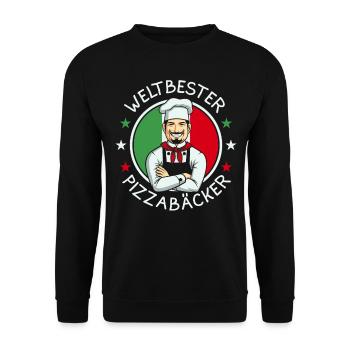 Weltbester Pizzabäcker - Unisex Pullover - Schwarz - Vorne - Alina (178cm) & Michal (187cm)