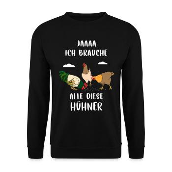 Huhn - Unisex Pullover - Schwarz - Vorne - Alina (178cm) & Michal (187cm)