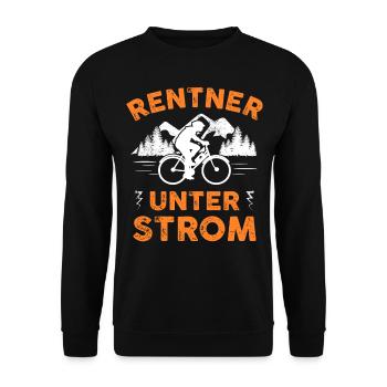 Rentner E-Bike ebike Fahrrad Spruch - Unisex Pullover - Schwarz - Vorne - Alina (178cm) & Michal (187cm)