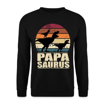 Papasaurus T-Rex Dinosaure Famille Dino Père - Sweat-shirt Unisexe - noir - Devant - Alina (178cm) & Michal (187cm)