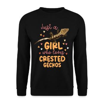 Just A Girl Who Loves Crested - Unisex Pullover - Schwarz - Vorne - Alina (178cm) & Michal (187cm)