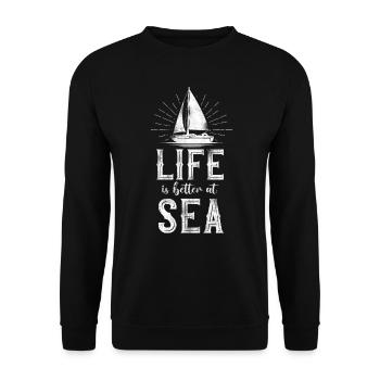 Sailing Life Is Better At Sea - Sweat-shirt Unisexe - noir - Devant - Alina (178cm) & Michal (187cm)