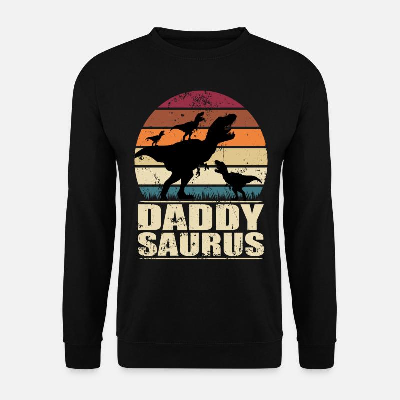 Daddysaurus Dinosaur Papa af tre børn Dino - Unisex sweater - sort
