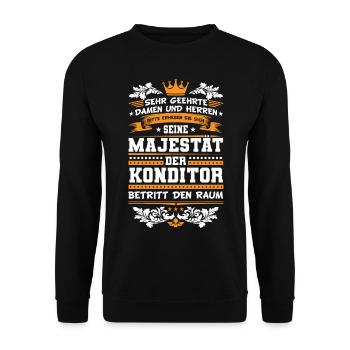 Konditor Spruch - Unisex Pullover - Schwarz - Vorne - Alina (178cm) & Michal (187cm)