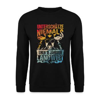 Landwirt 18.Geburtstag Landwirtschaft Hof - Unisex Pullover - Schwarz - Vorne - Alina (178cm) & Michal (187cm)