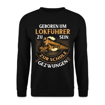Modelleisenbahn Lokführer Bahnhof Modellbau S-Bahn - Unisex Pullover - Schwarz - Vorne - Alina (178cm) & Michal (187cm)