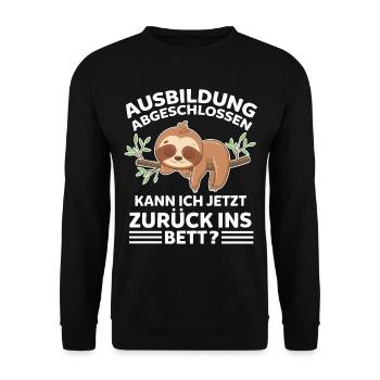 Faultier Ausbildung Azubi Auszubildende - Unisex Pullover - Schwarz - Vorne - Alina (178cm) & Michal (187cm)