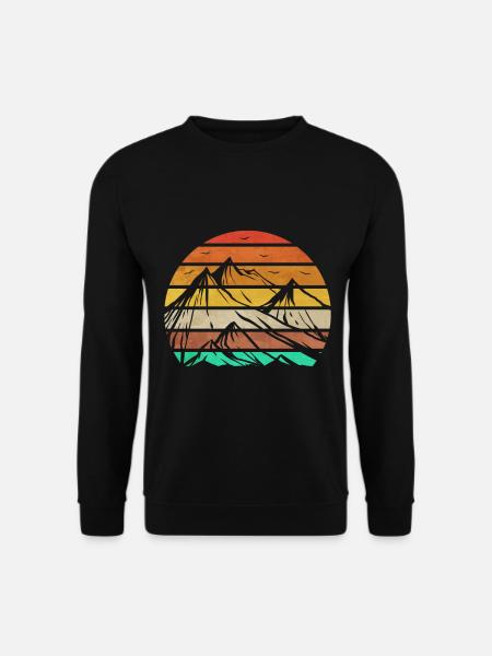 Retro Sonnenuntergang Vintage Wandern Berg - Unisex Pullover - Schwarz