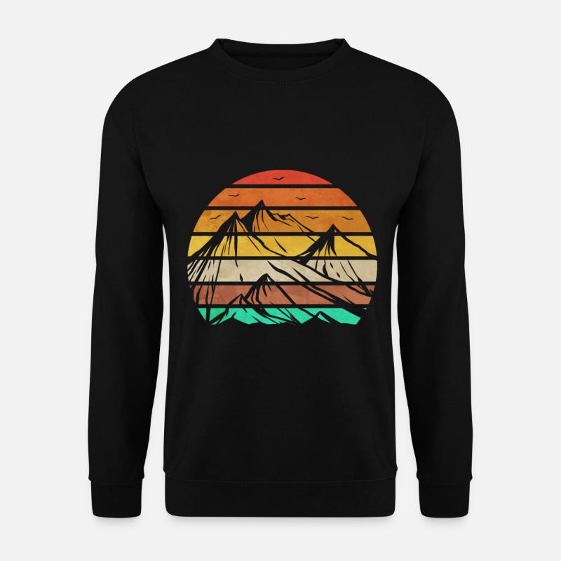 Retro Sonnenuntergang Vintage Wandern Berg - Unisex Pullover - Schwarz