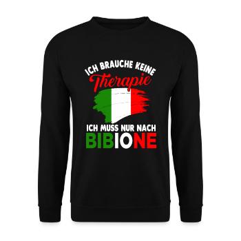 Bibione Therapie Italien Geschenk - Unisex Pullover - Schwarz - Vorne - Alina (178cm) & Michal (187cm)