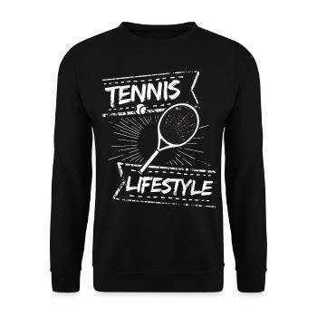 tennis / tennis / joueur de tennis / de tennis / de tennis - Sweat-shirt Unisexe - noir - Devant - Alina (178cm) & Michal (187cm)